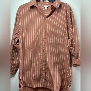 Dusty Pink Vertical Striped Button Down Shirt